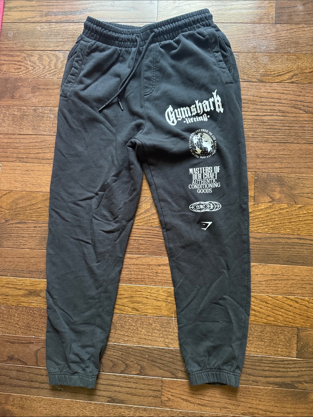 Gymshark Black Joggers with White Graphic Prints